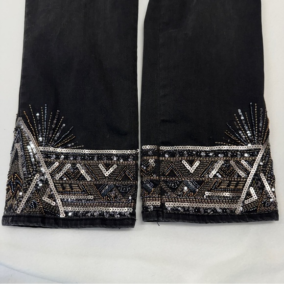 Chicos Embellished Bedazzled Aztec Black Jeans, Size 12P, So Slimming Girlfriend - Picture 2 of 10